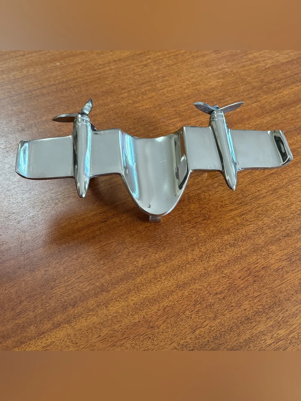 Vintage Godinger Silver Art Twin-Engine Airplane Sculpture Spinning Propellers